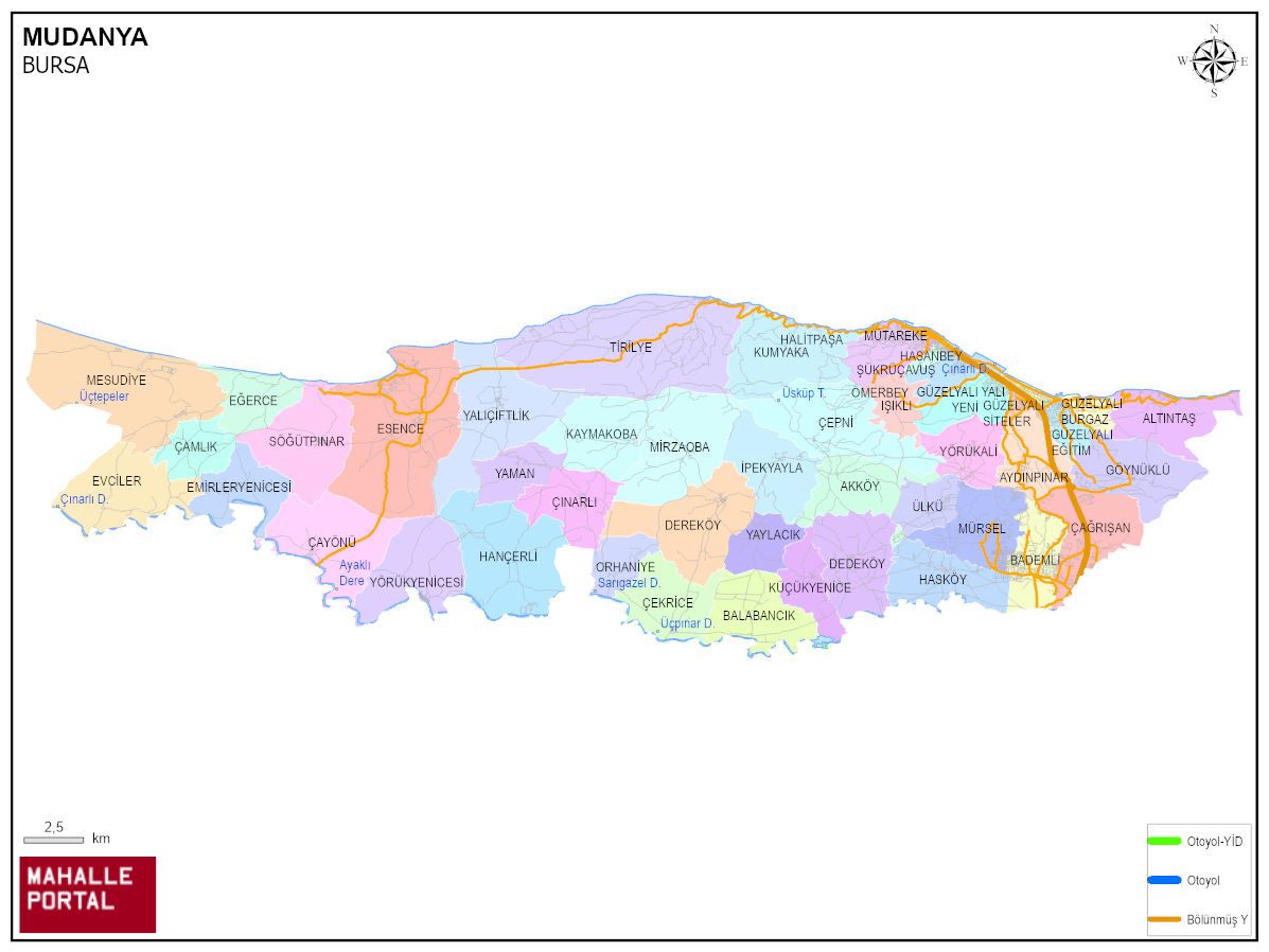 MUDANYA Mahalle Köy Haritası