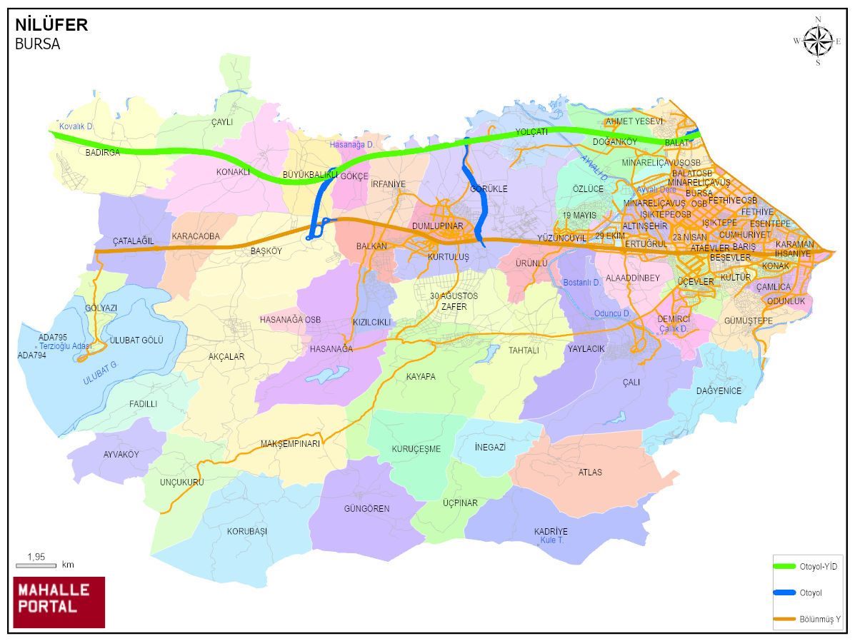 NİLÜFER Mahalle Köy Haritası | İlçedeki Tüm Mahalle ve Köyler