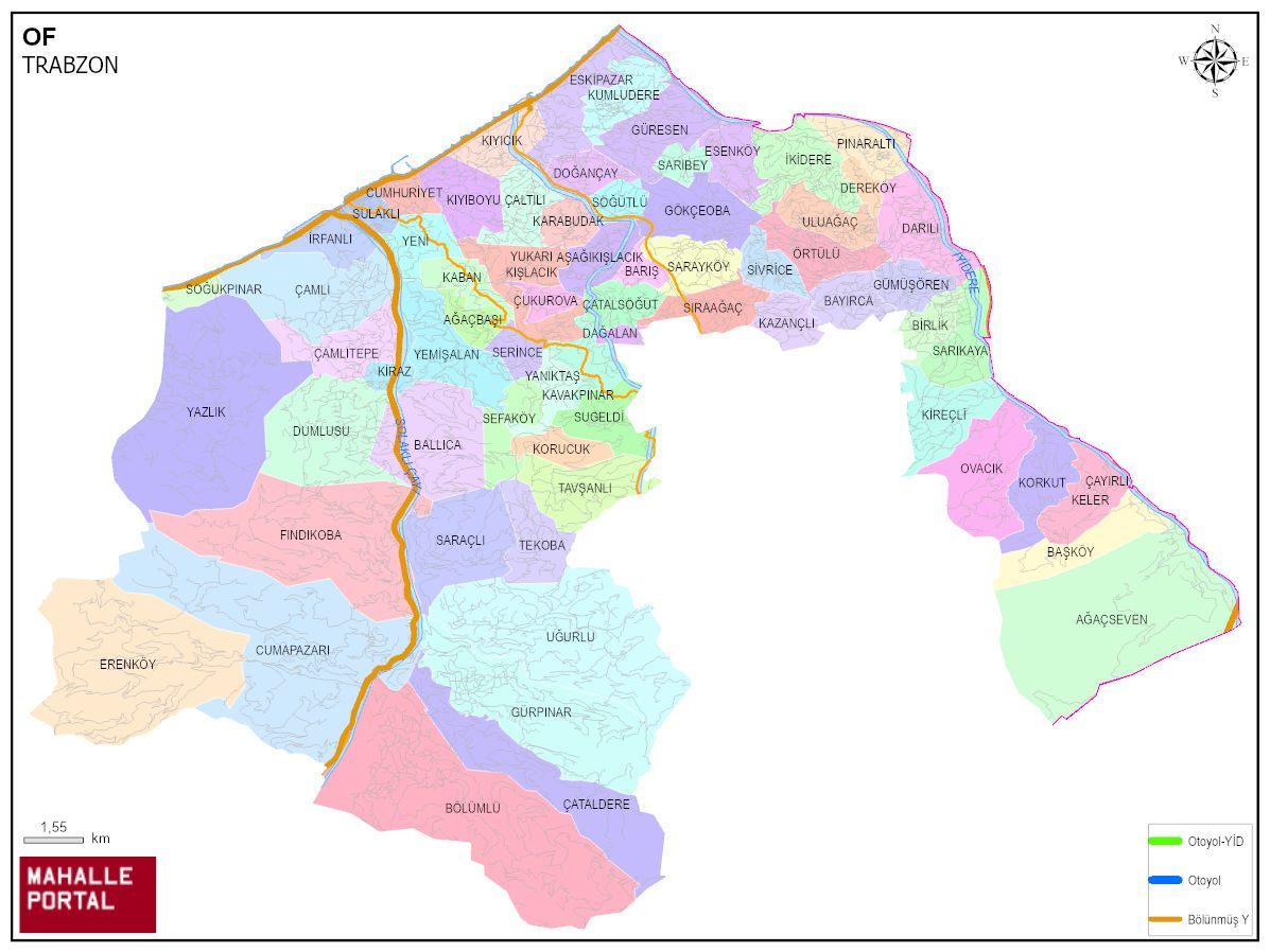 OF Mahalle Köy Haritası | İlçedeki Tüm Mahalle ve Köyler