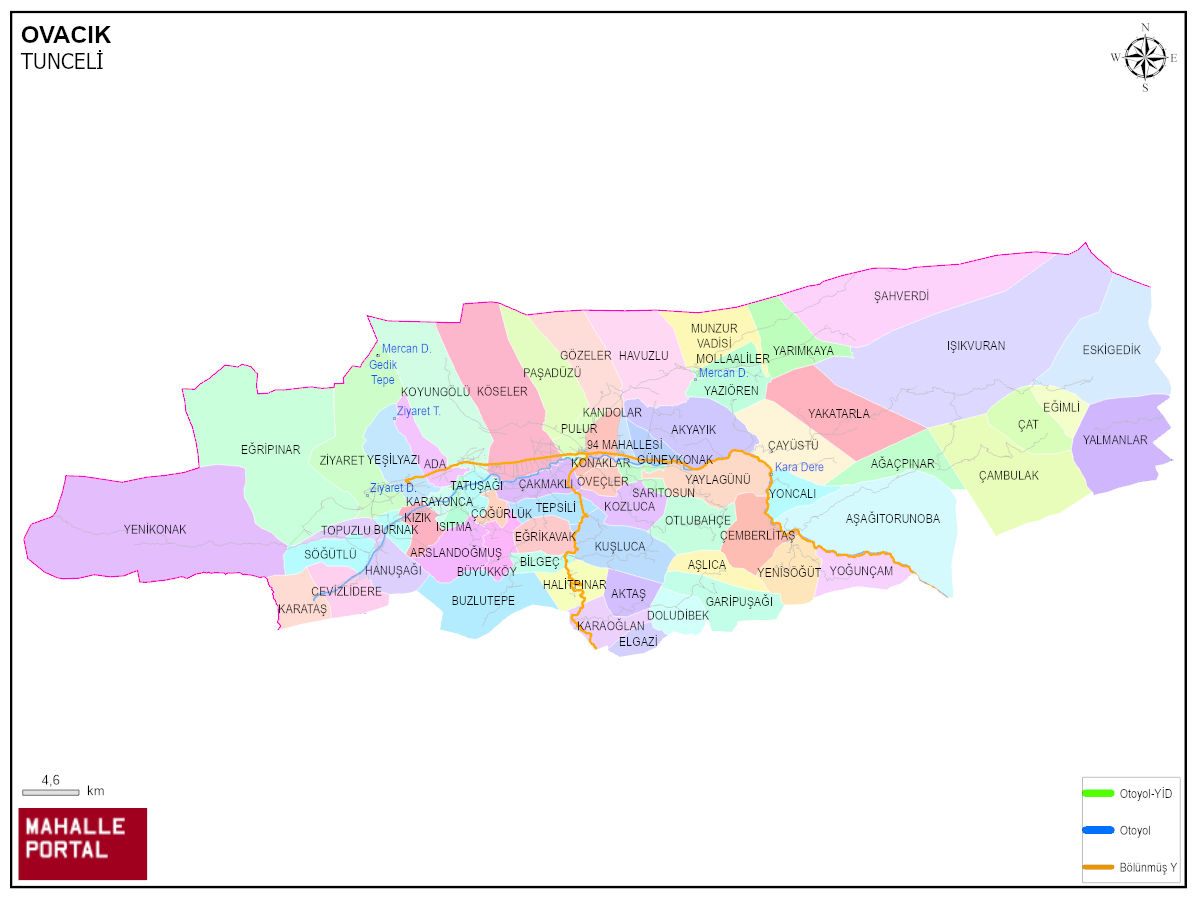 OVACIK Mahalle Köy Haritası | İlçedeki Tüm Mahalle ve Köyler