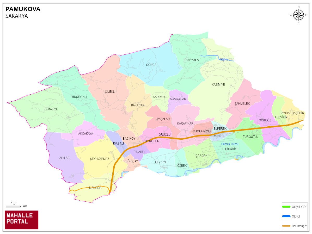 PAMUKOVA Mahalle Köy Haritası | İlçedeki Tüm Mahalle ve Köyler