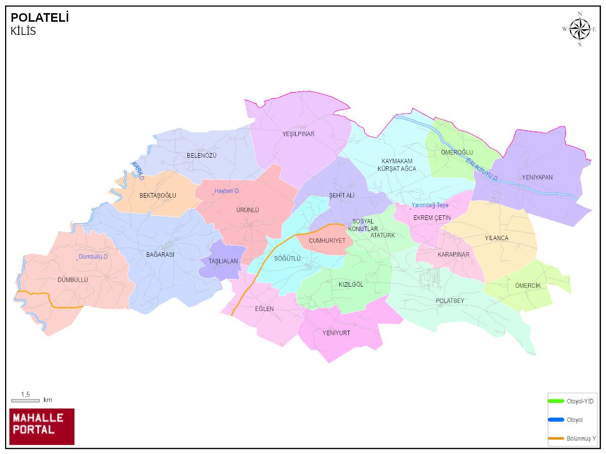 POLATELİ Mahalle Köy Haritası | İlçedeki Tüm Mahalle ve Köyler