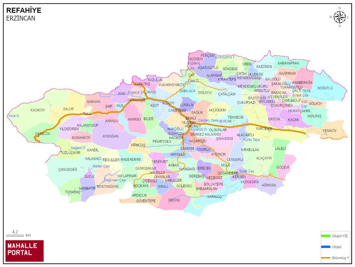 REFAHİYE Mahalle Köy Haritası | İlçedeki Tüm Mahalle ve Köyler