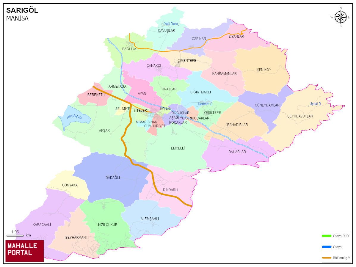 SARIGÖL Mahalle Köy Haritası | İlçedeki Tüm Mahalle ve Köyler