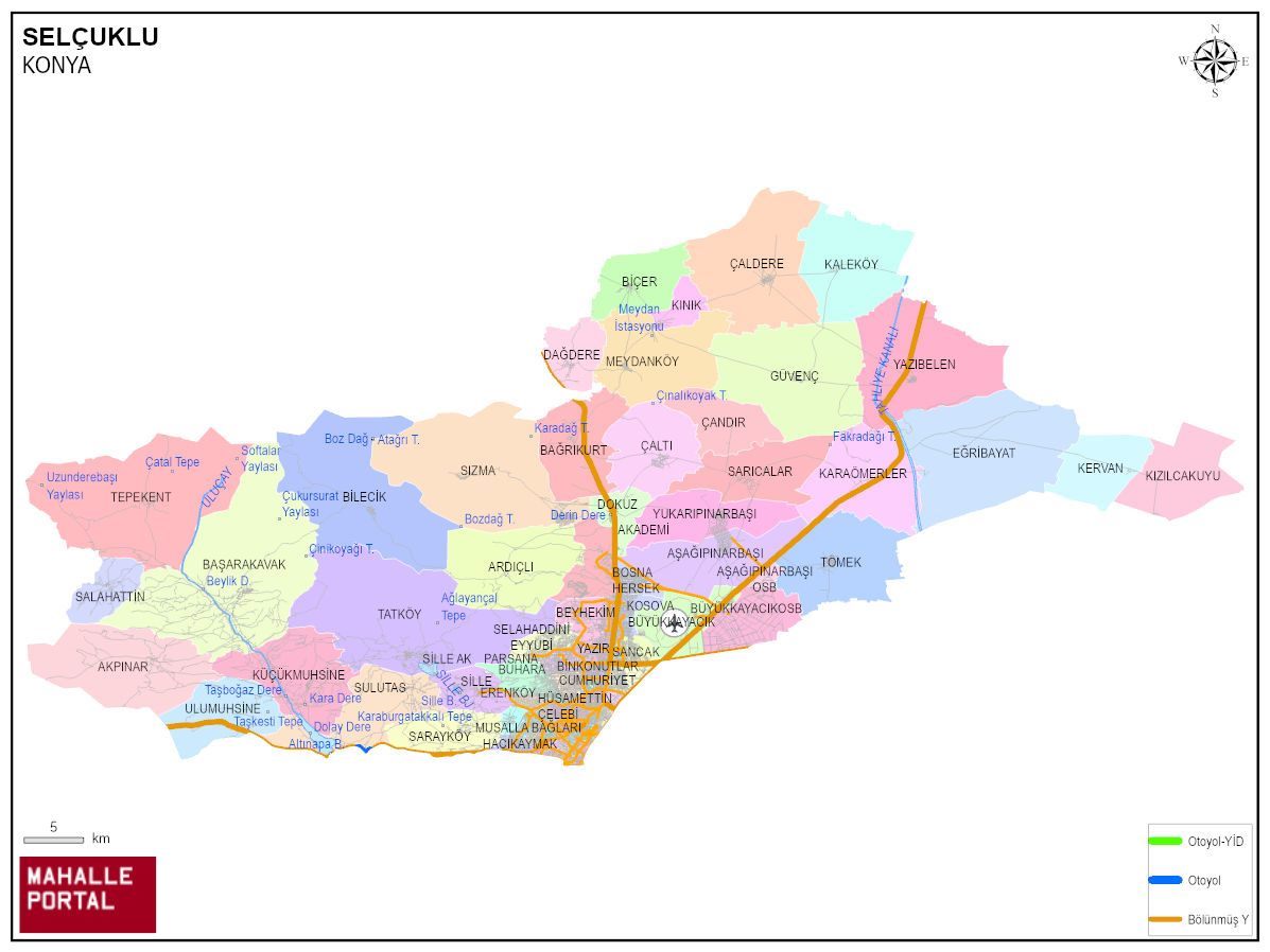 SELÇUKLU Mahalle Köy Haritası | İlçedeki Tüm Mahalle ve Köyler