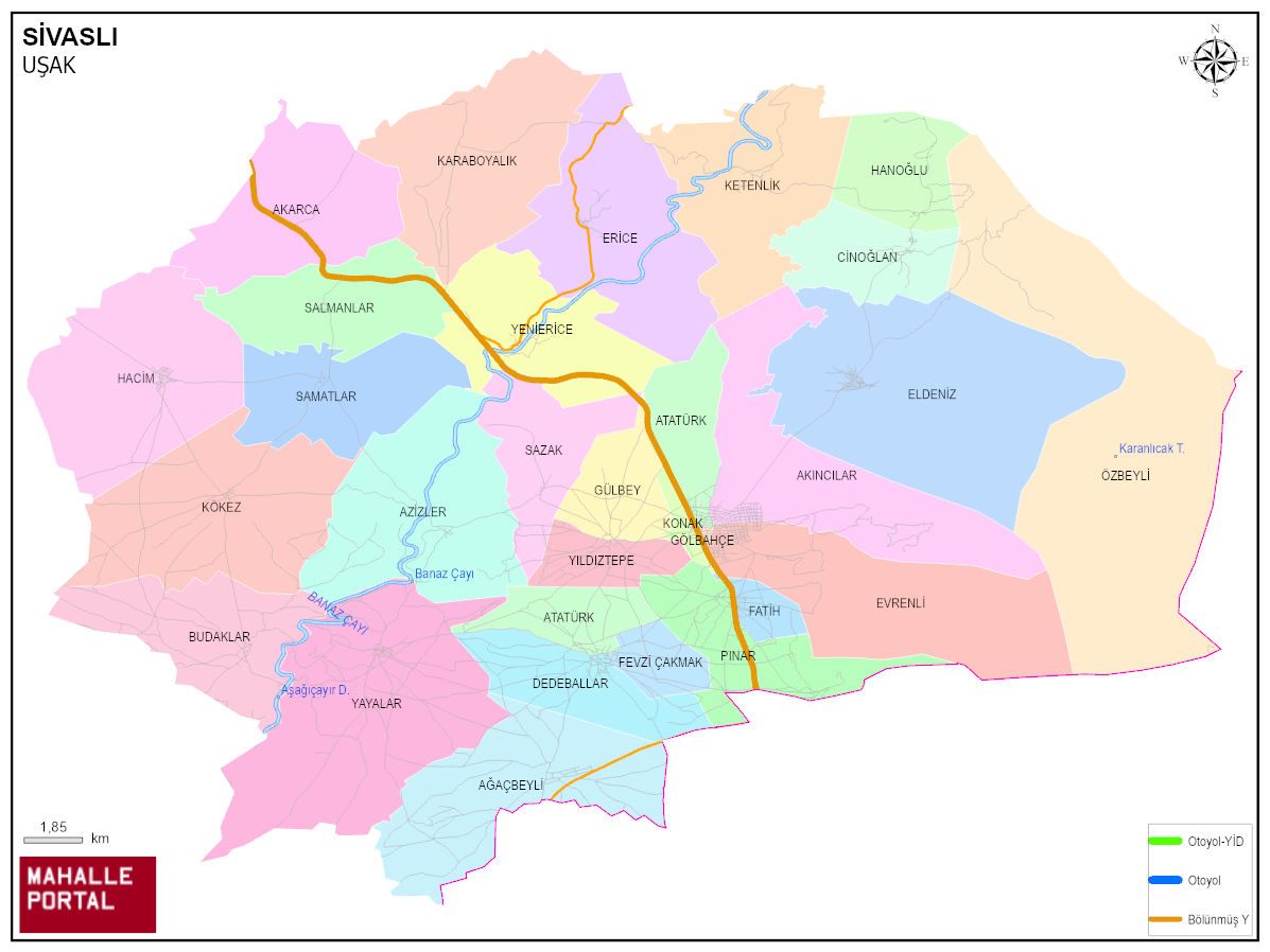 SİVASLI Mahalle Köy Haritası | İlçedeki Tüm Mahalle ve Köyler