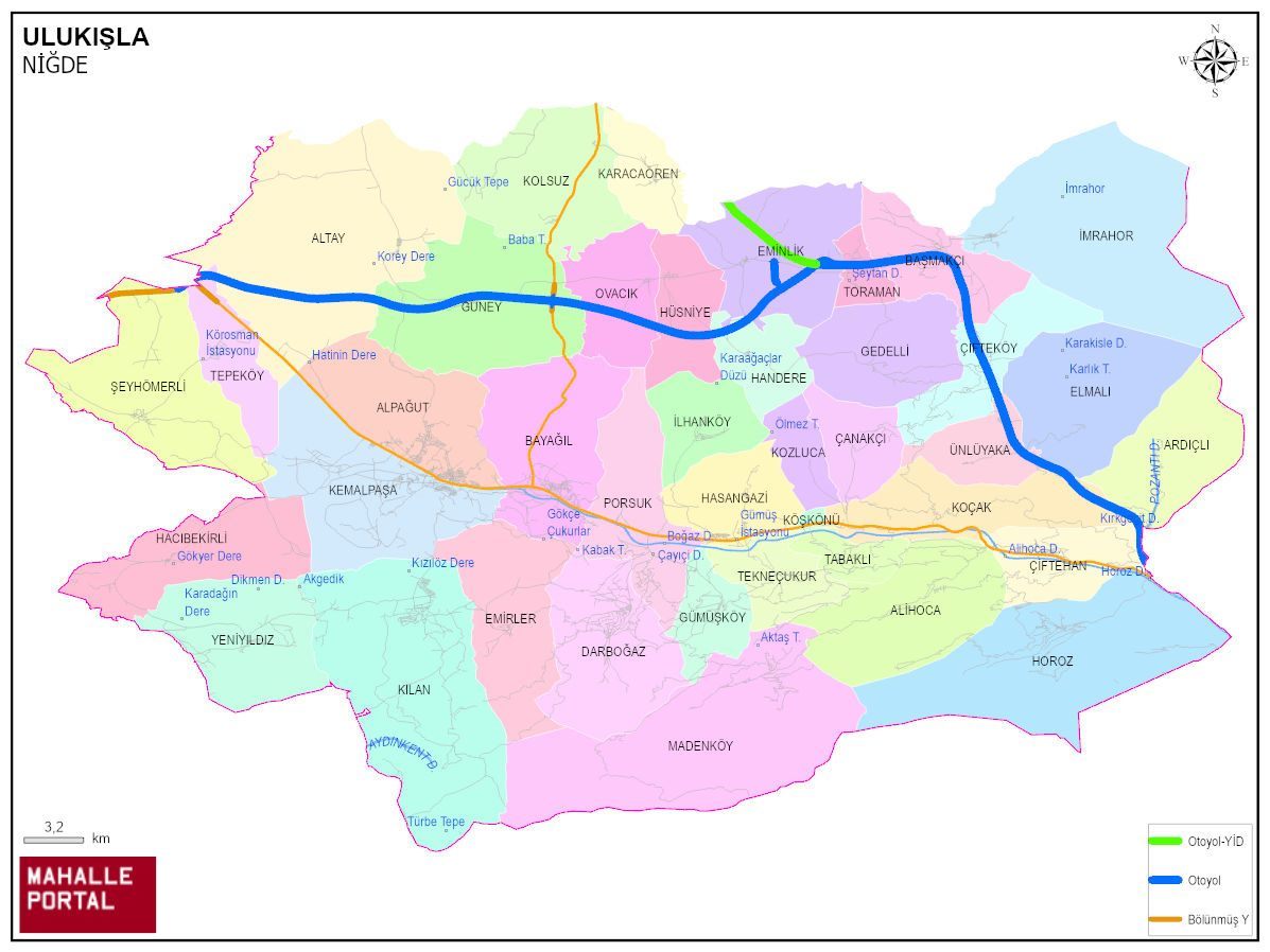 ULUKIŞLA Mahalle Köy Haritası | İlçedeki Tüm Mahalle ve Köyler