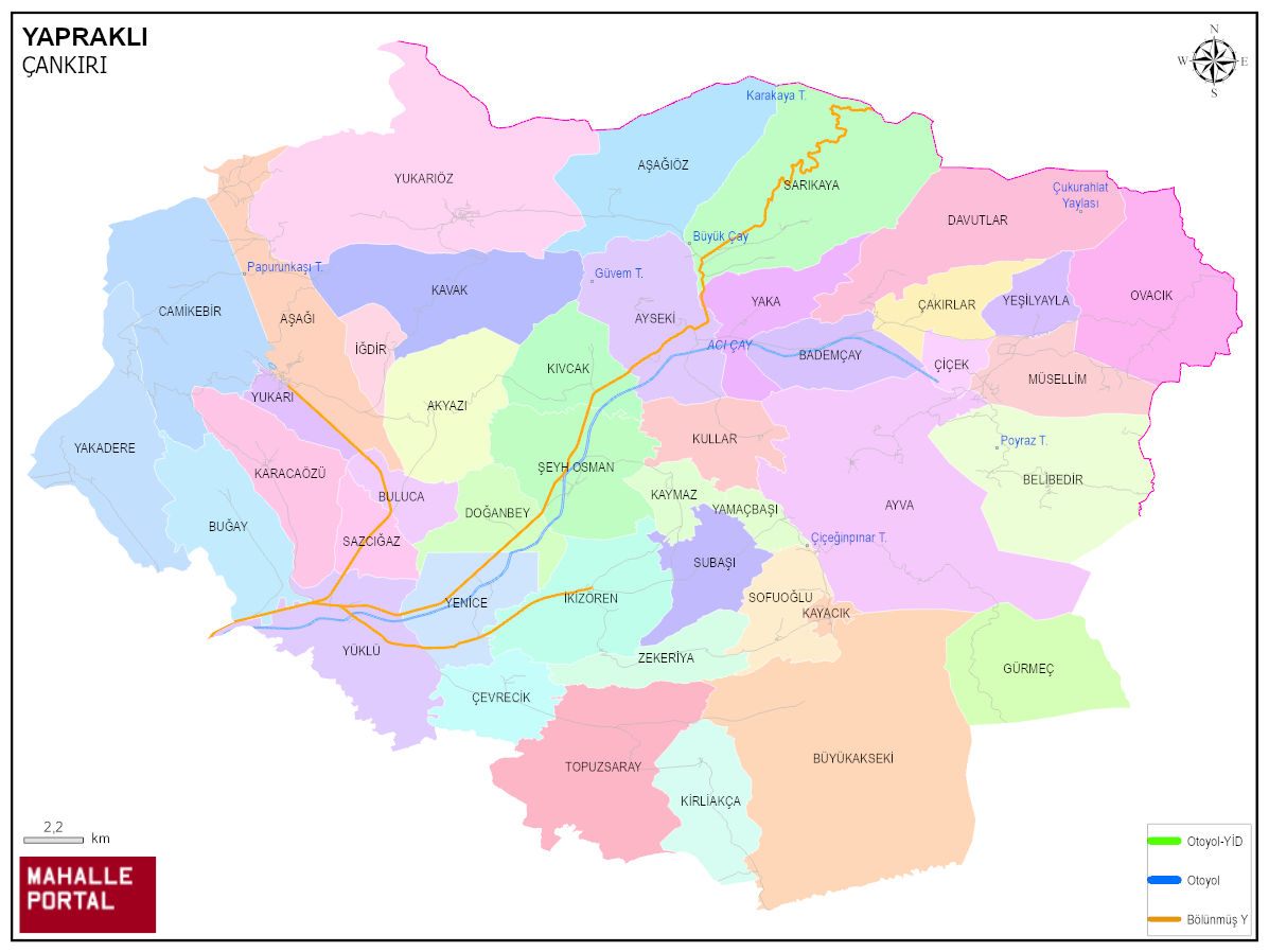 YAPRAKLI Mahalle Köy Haritası | İlçedeki Tüm Mahalle ve Köyler