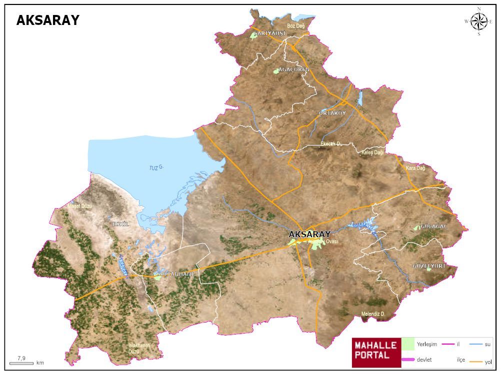 AKSARAY Fiziki Haritası