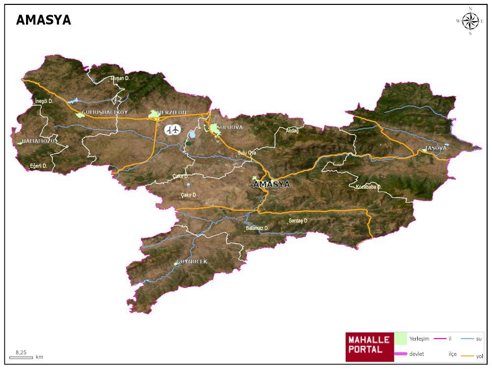 AMASYA Fiziki Haritası