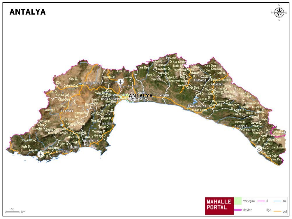 ANTALYA Fiziki Haritası