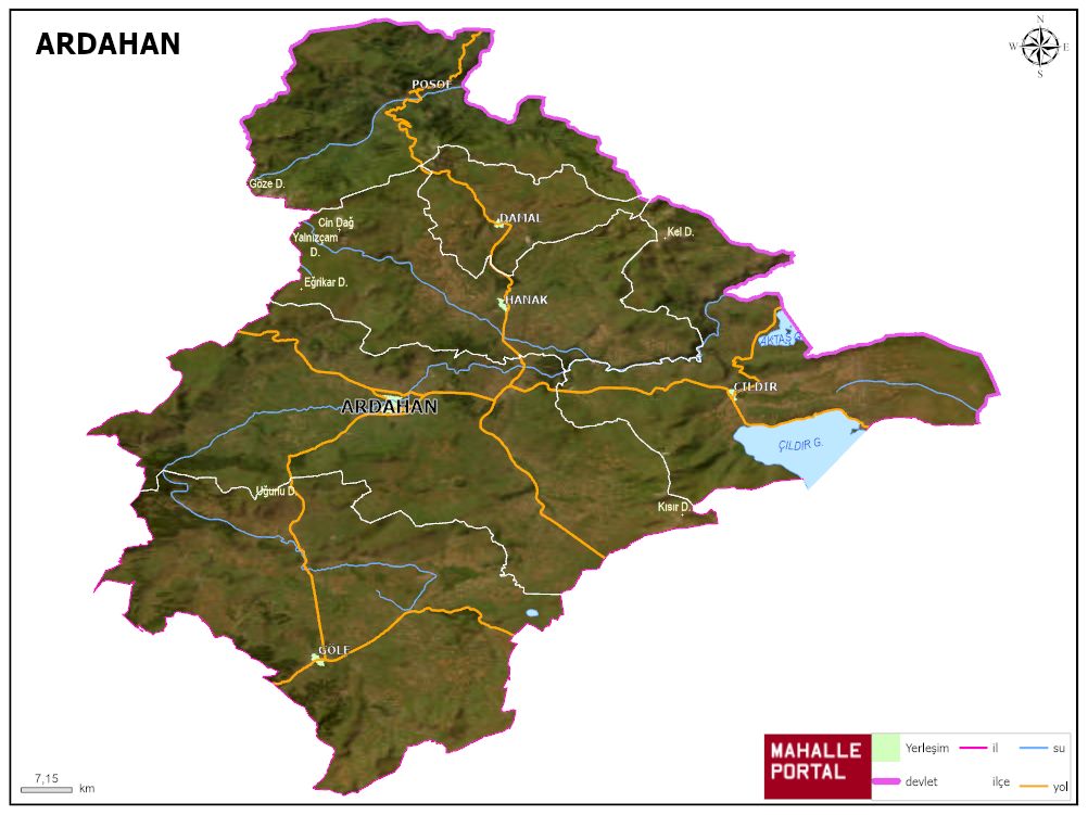 ARDAHAN Fiziki Haritası