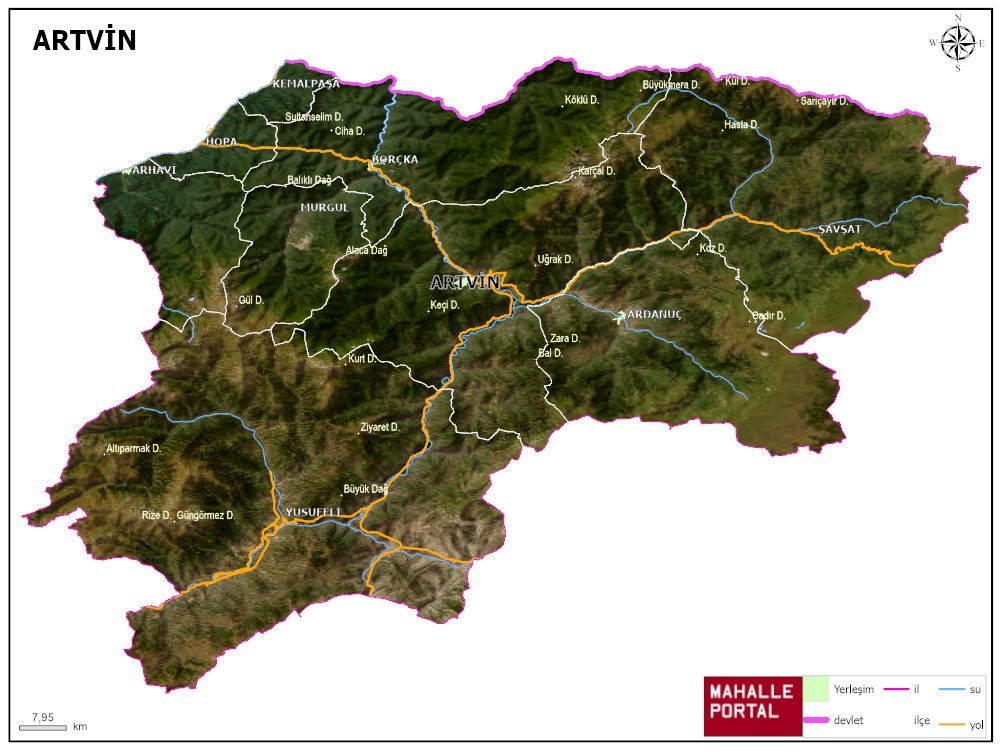 ARTVİN Fiziki Haritası