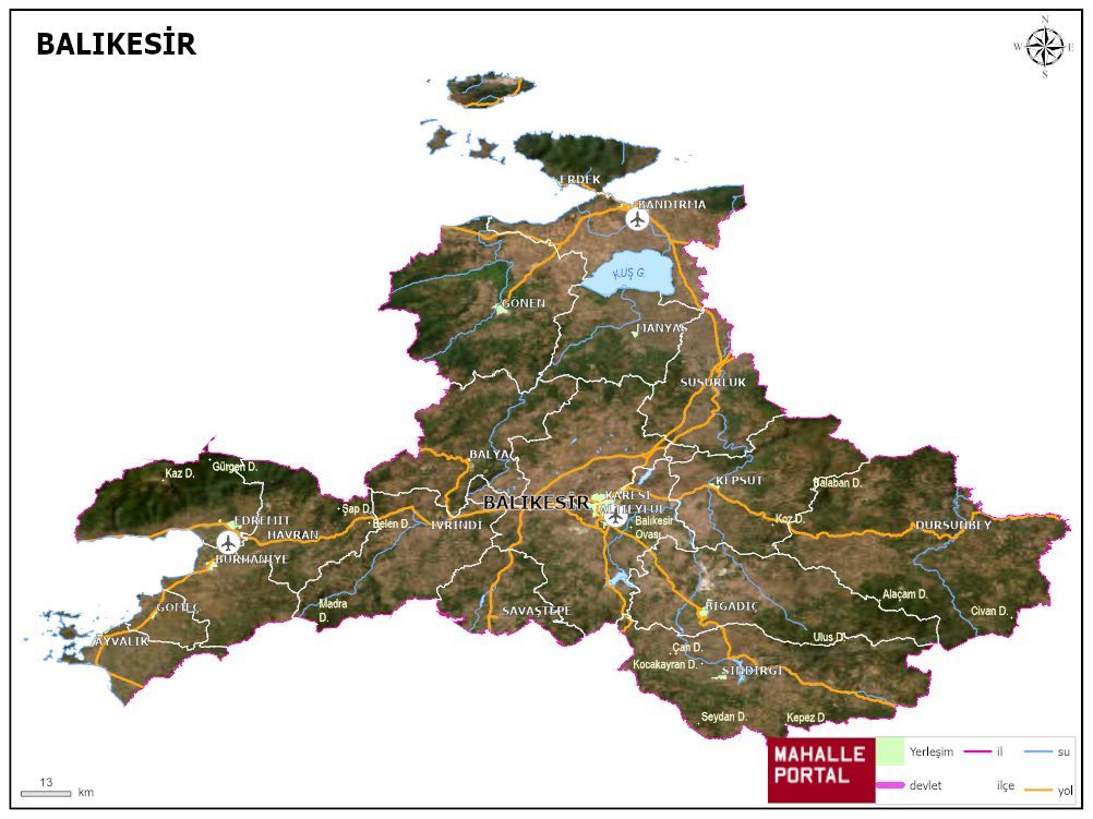 BALIKESİR Fiziki Haritası