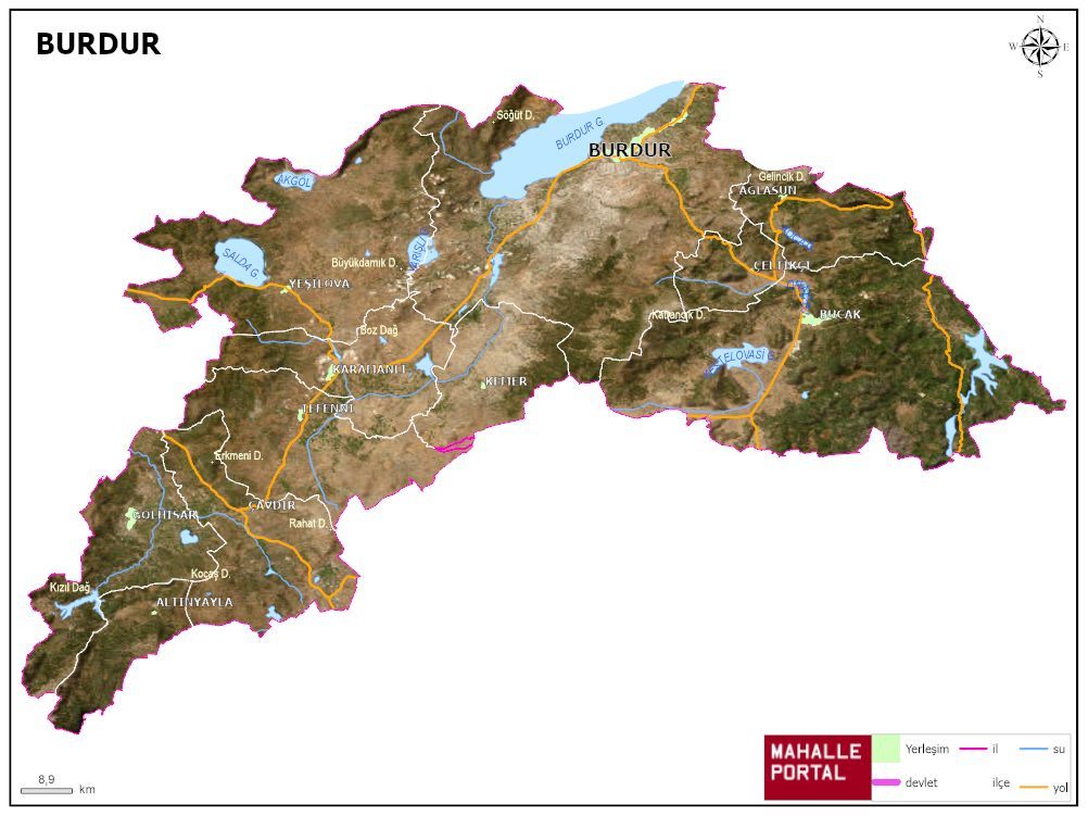 BURDUR Fiziki Haritası