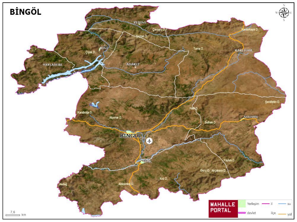 BİNGÖL Fiziki Haritası