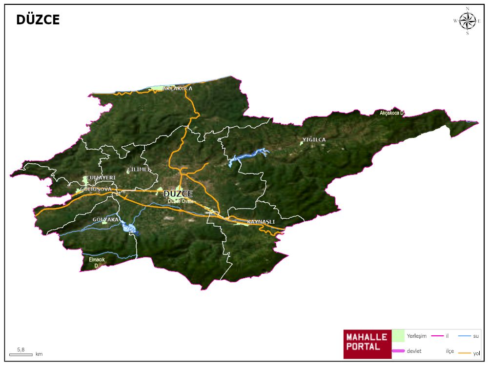 DÜZCE Fiziki Haritası