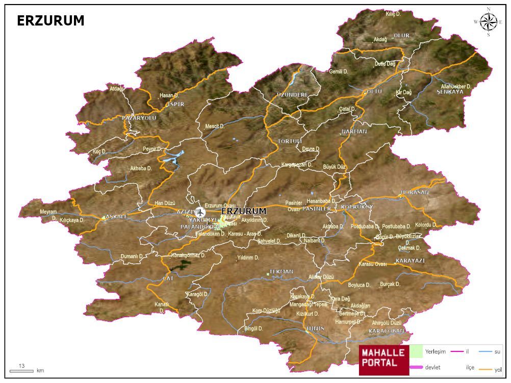 ERZURUM Fiziki Haritası