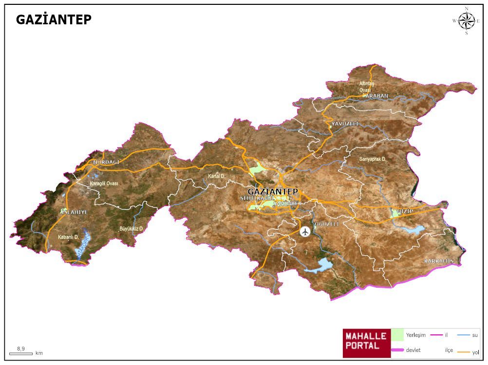 GAZİANTEP Fiziki Haritası