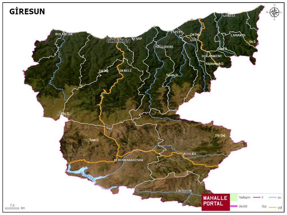 GİRESUN Fiziki Haritası