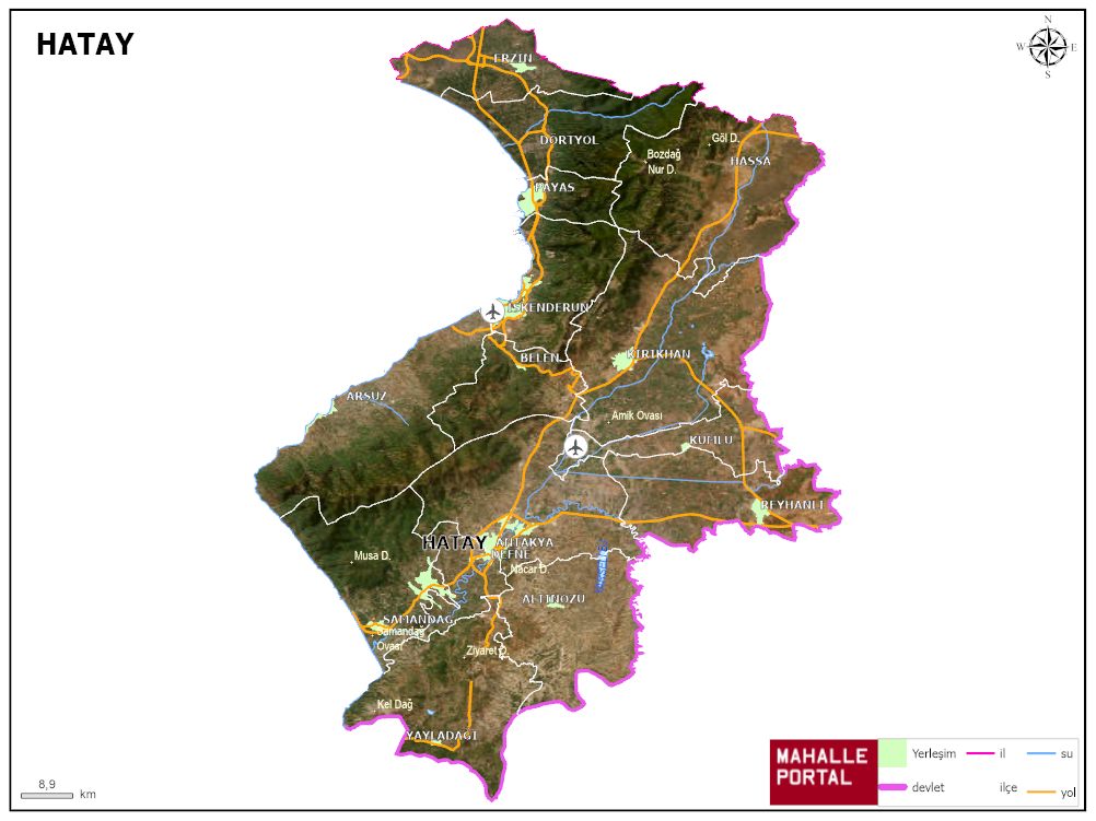 HATAY Fiziki Haritası