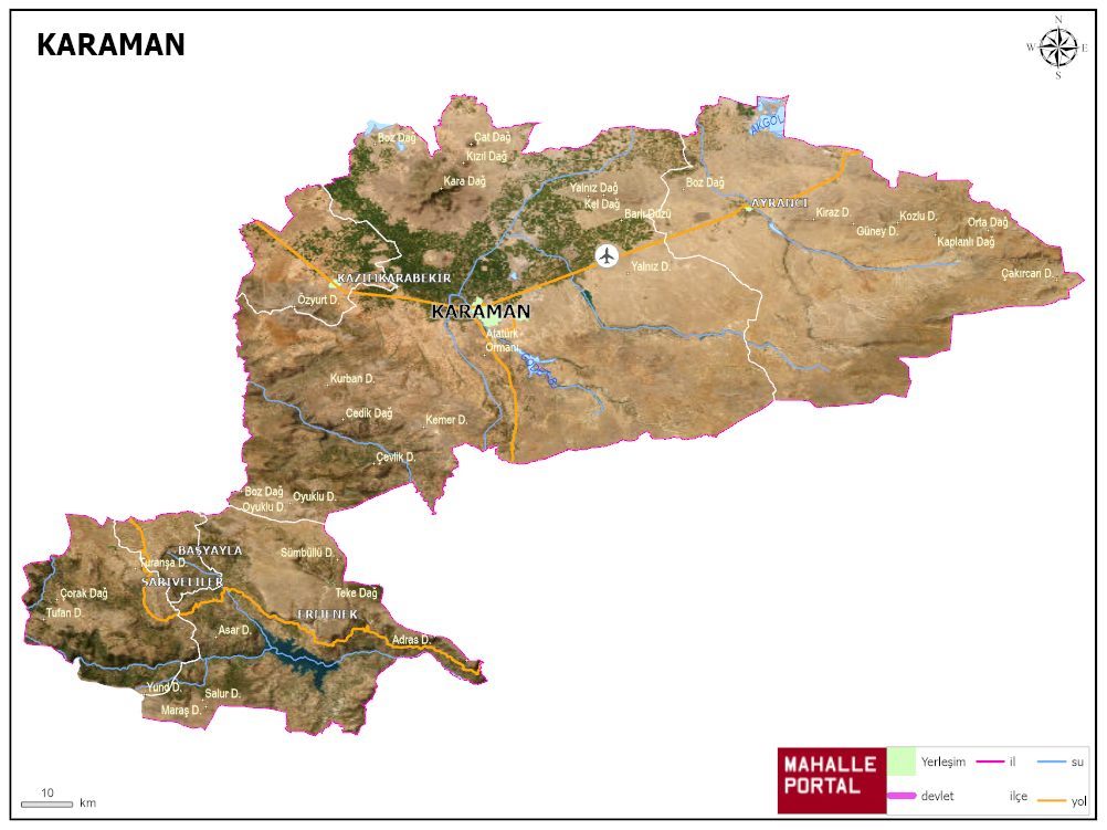 KARAMAN Fiziki Haritası