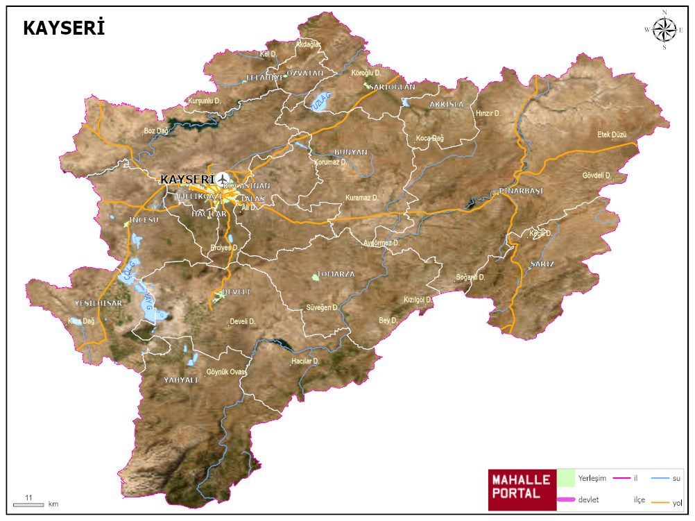 KAYSERİ Fiziki Haritası