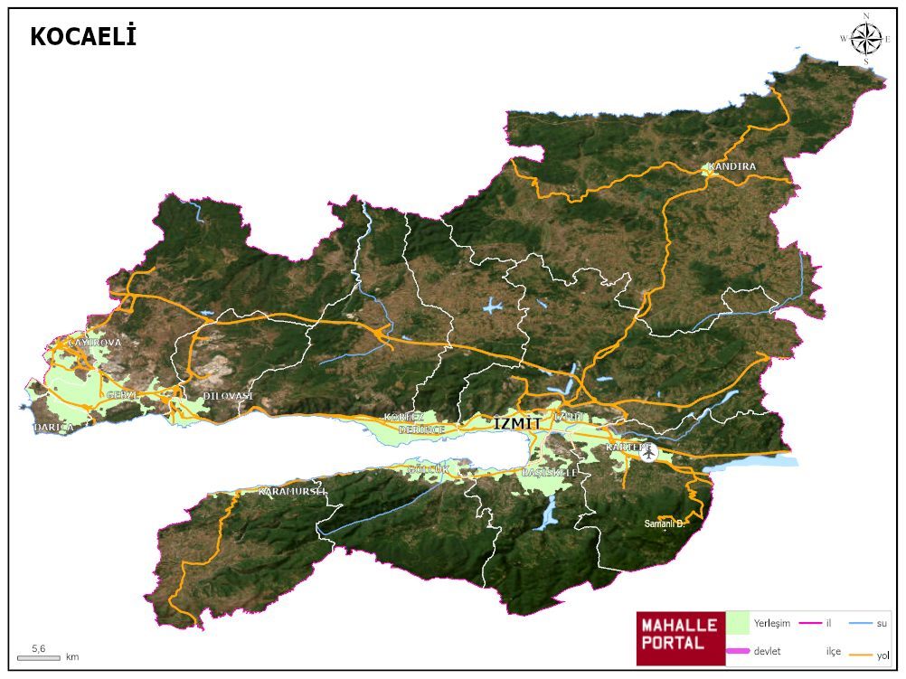 KOCAELİ Fiziki Haritası