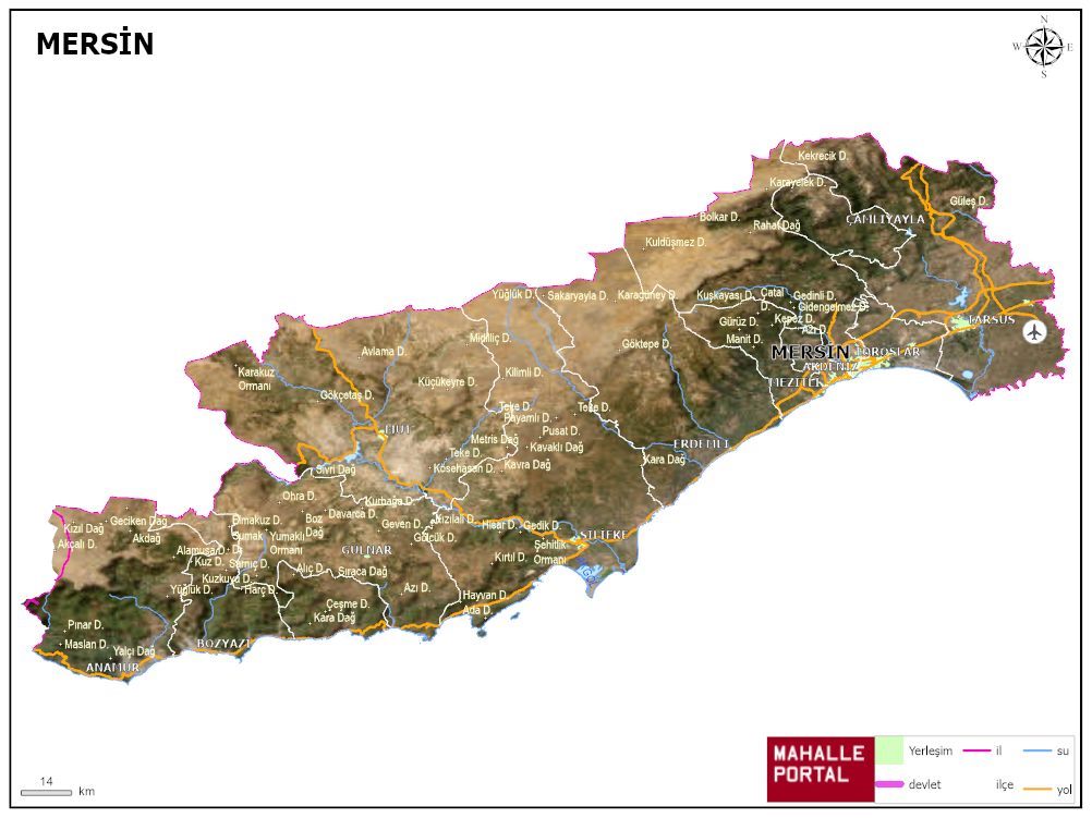 MERSİN Fiziki Haritası