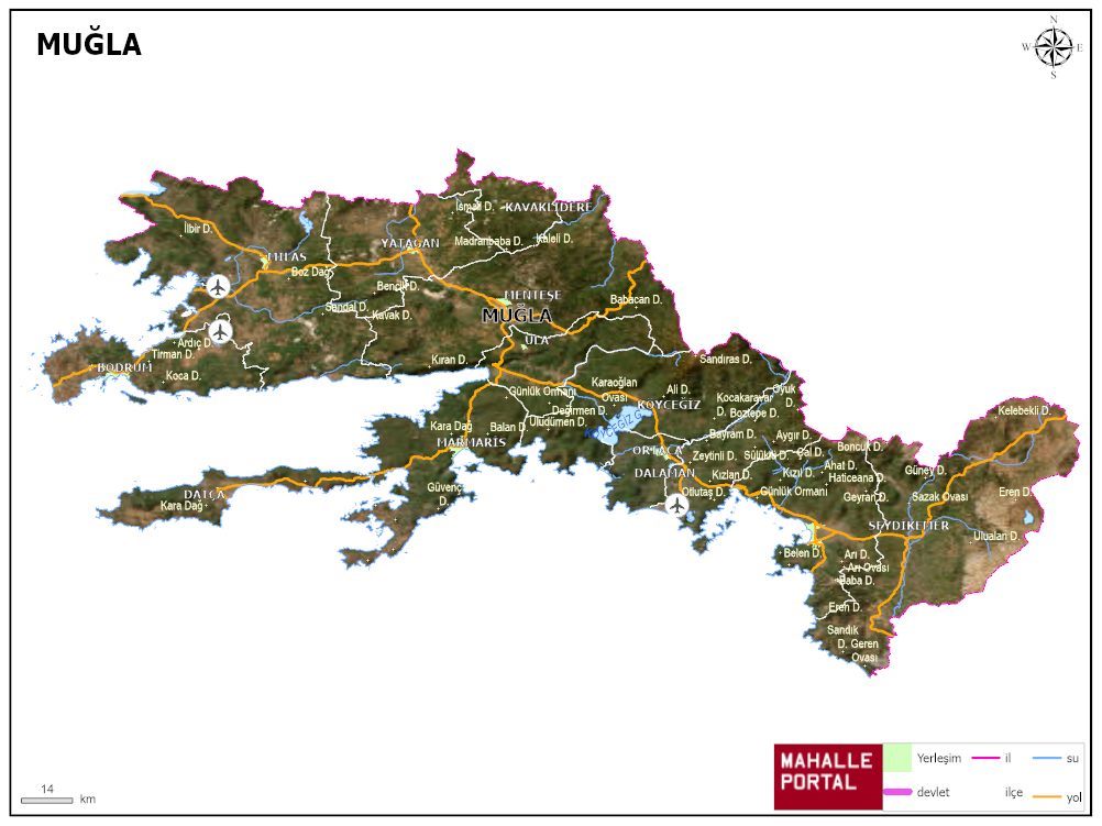 MUĞLA Fiziki Haritası