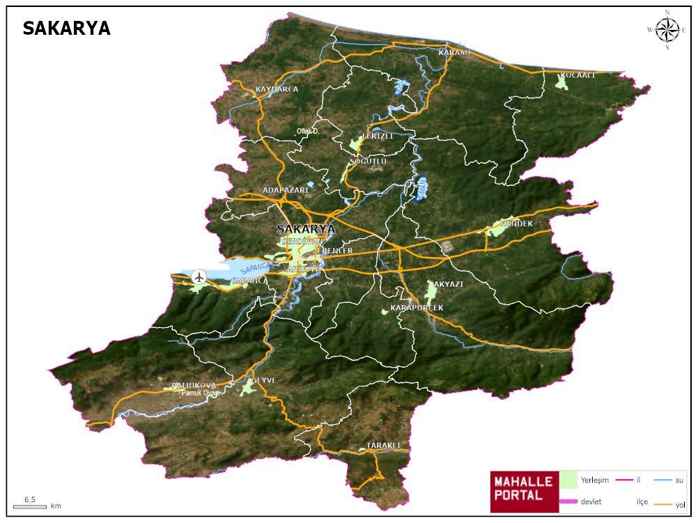 SAKARYA Fiziki Haritası