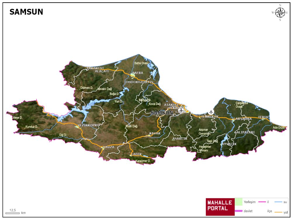 SAMSUN Fiziki Haritası