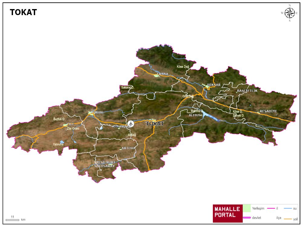 TOKAT Fiziki Haritası