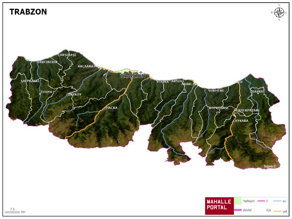 TRABZON Fiziki Haritası