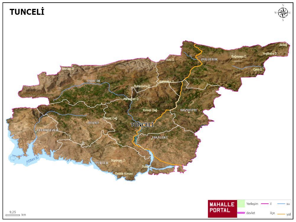 TUNCELİ Fiziki Haritası