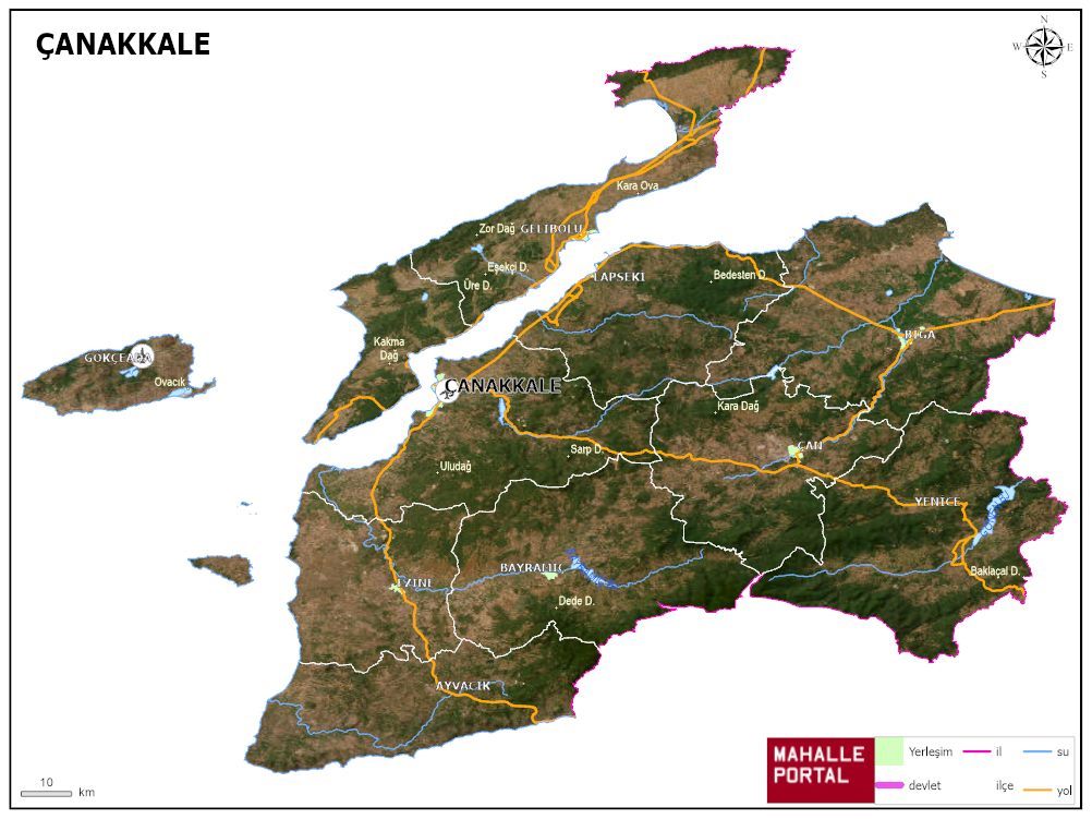 ÇANAKKALE Fiziki Haritası