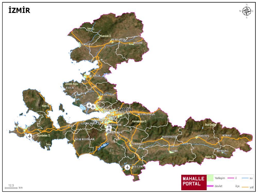 İZMİR Fiziki Haritası