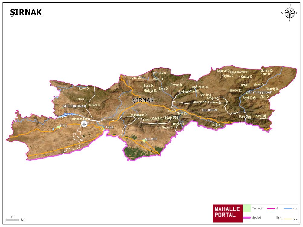 ŞIRNAK Fiziki Haritası