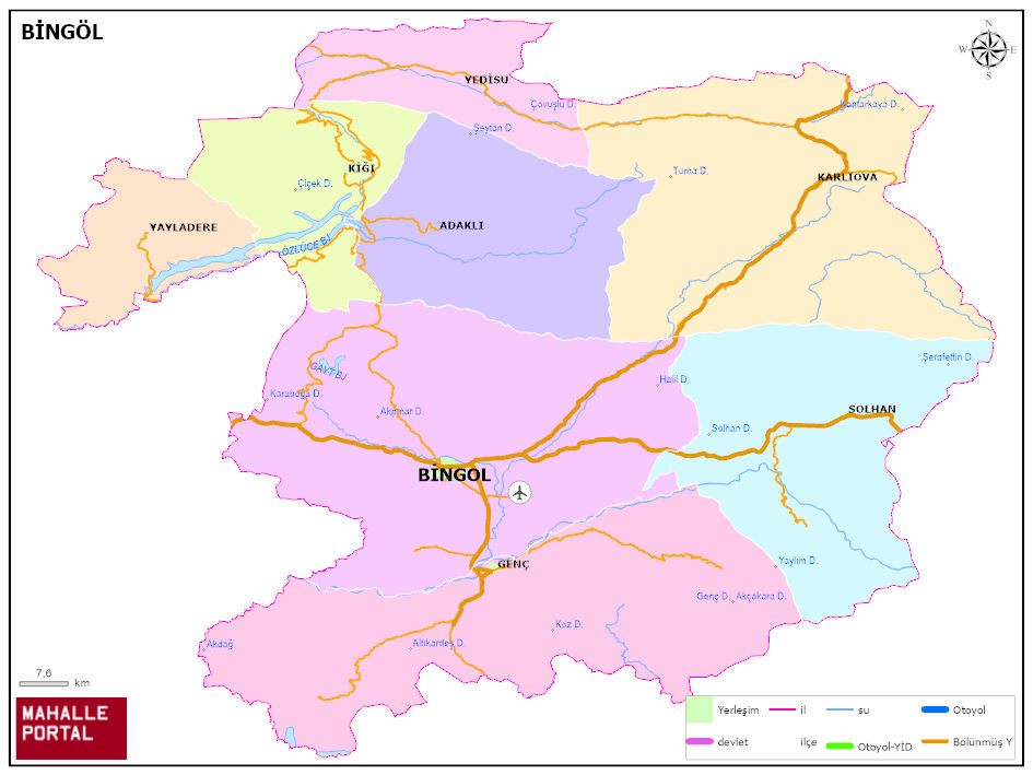 BİNGÖL Siyasi Haritası