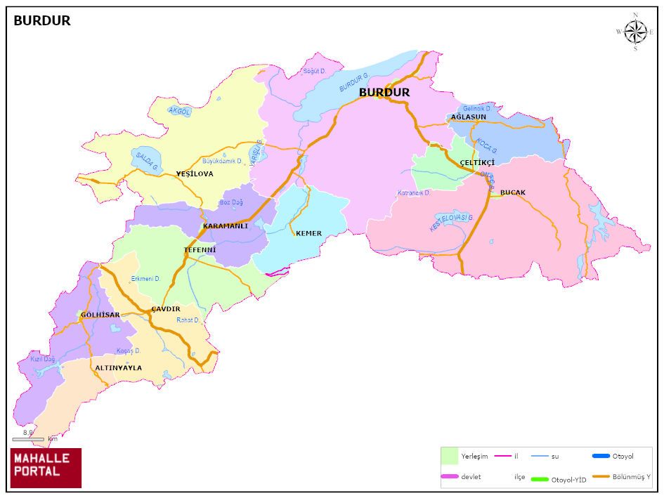 BURDUR Siyasi Haritası