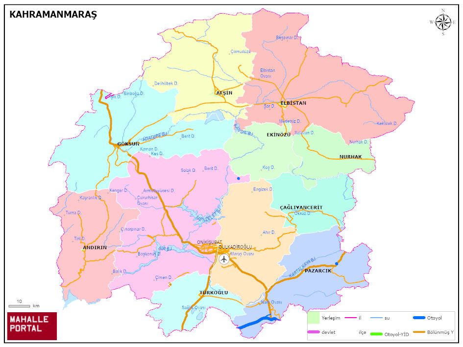 KAHRAMANMARAŞ Siyasi Haritası