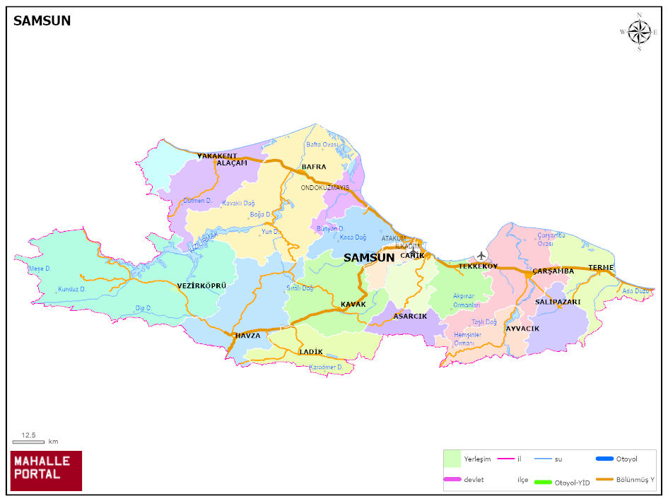 SAMSUN Siyasi Haritası