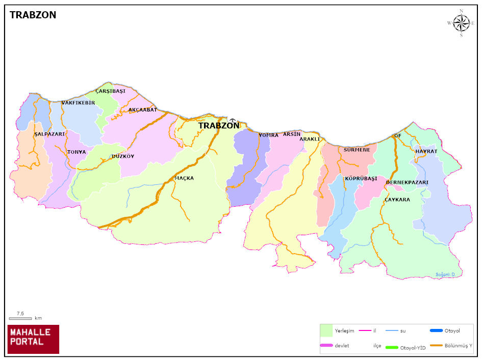 TRABZON Siyasi Haritası