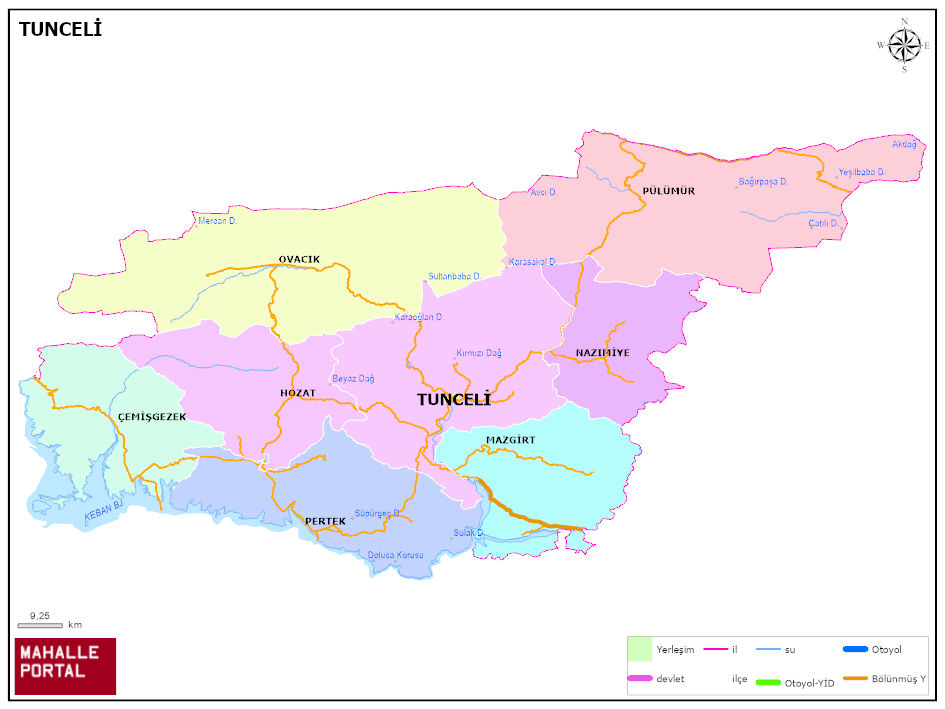 TUNCELİ Siyasi Haritası
