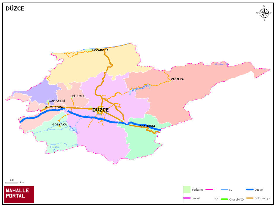 DÜZCE Siyasi Haritası