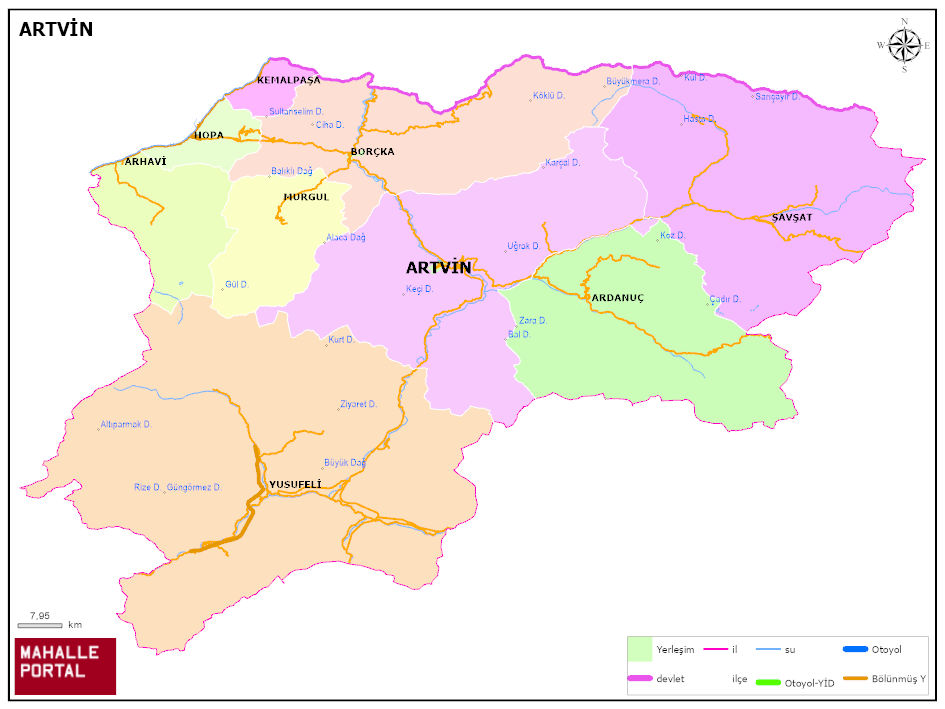 ARTVİN Siyasi Haritası