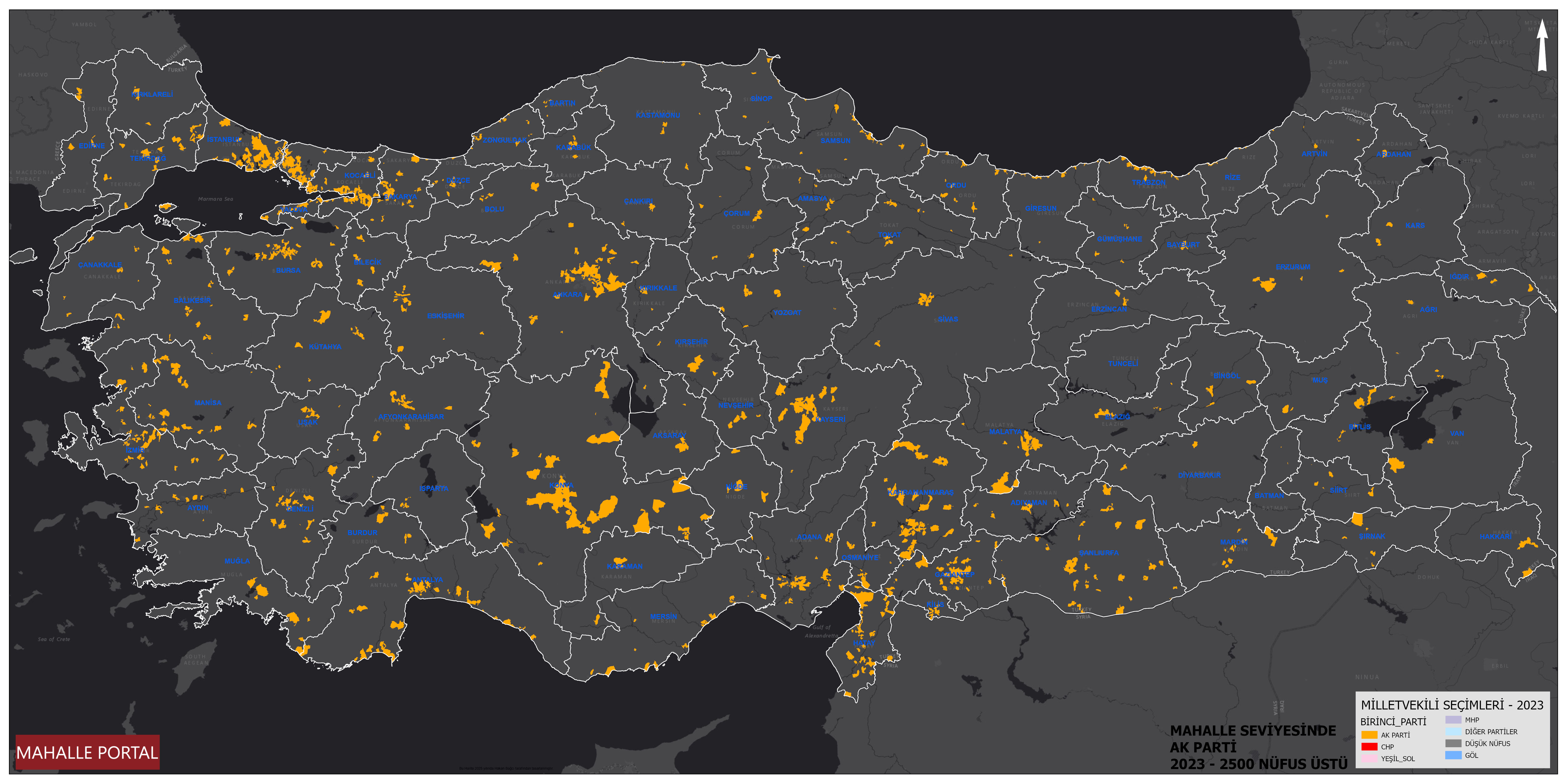 Büyük Mahalleler AKP Birinci Parti Haritası