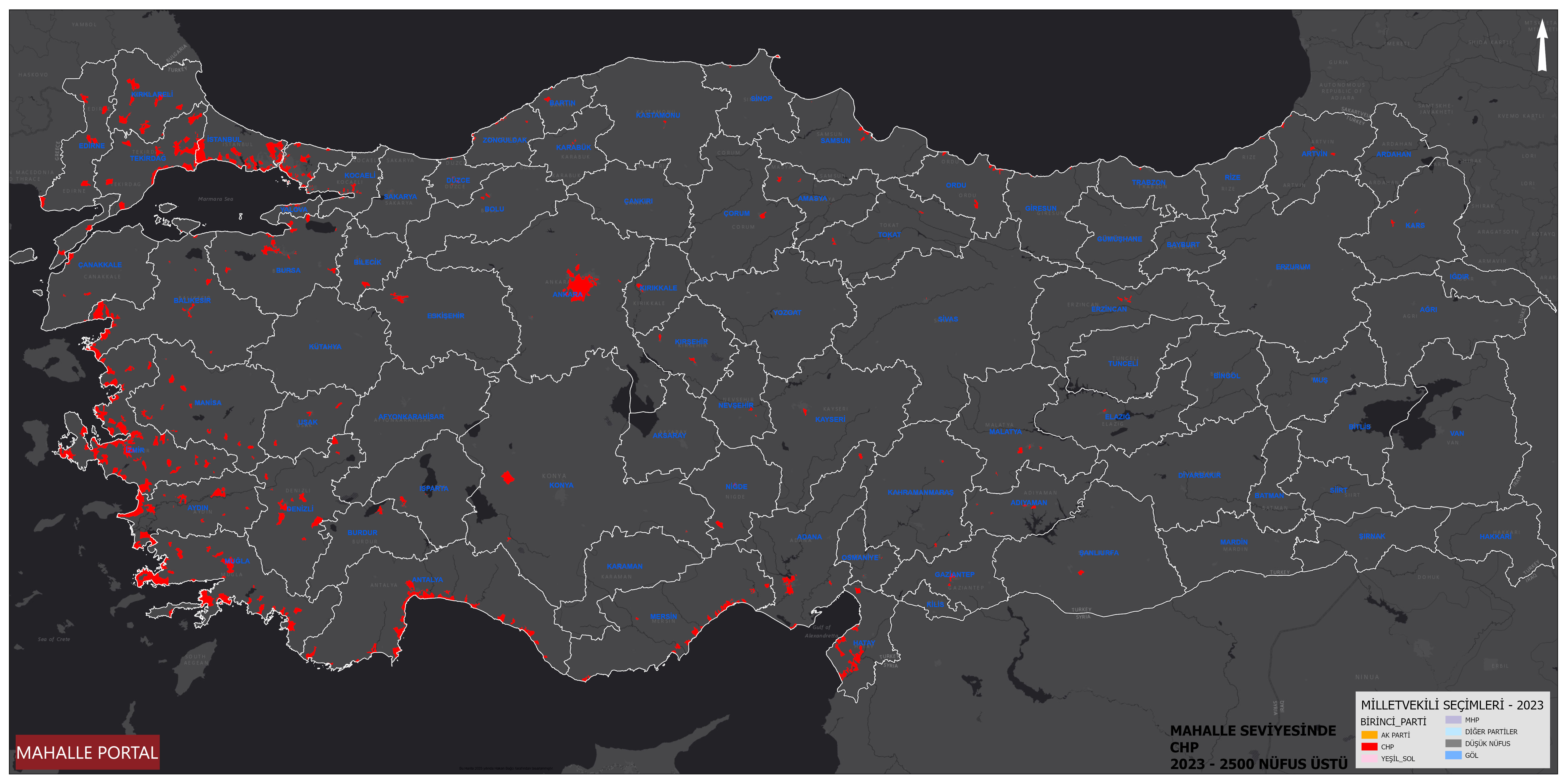 Büyük Mahalleler CHP Birinci Parti Haritası