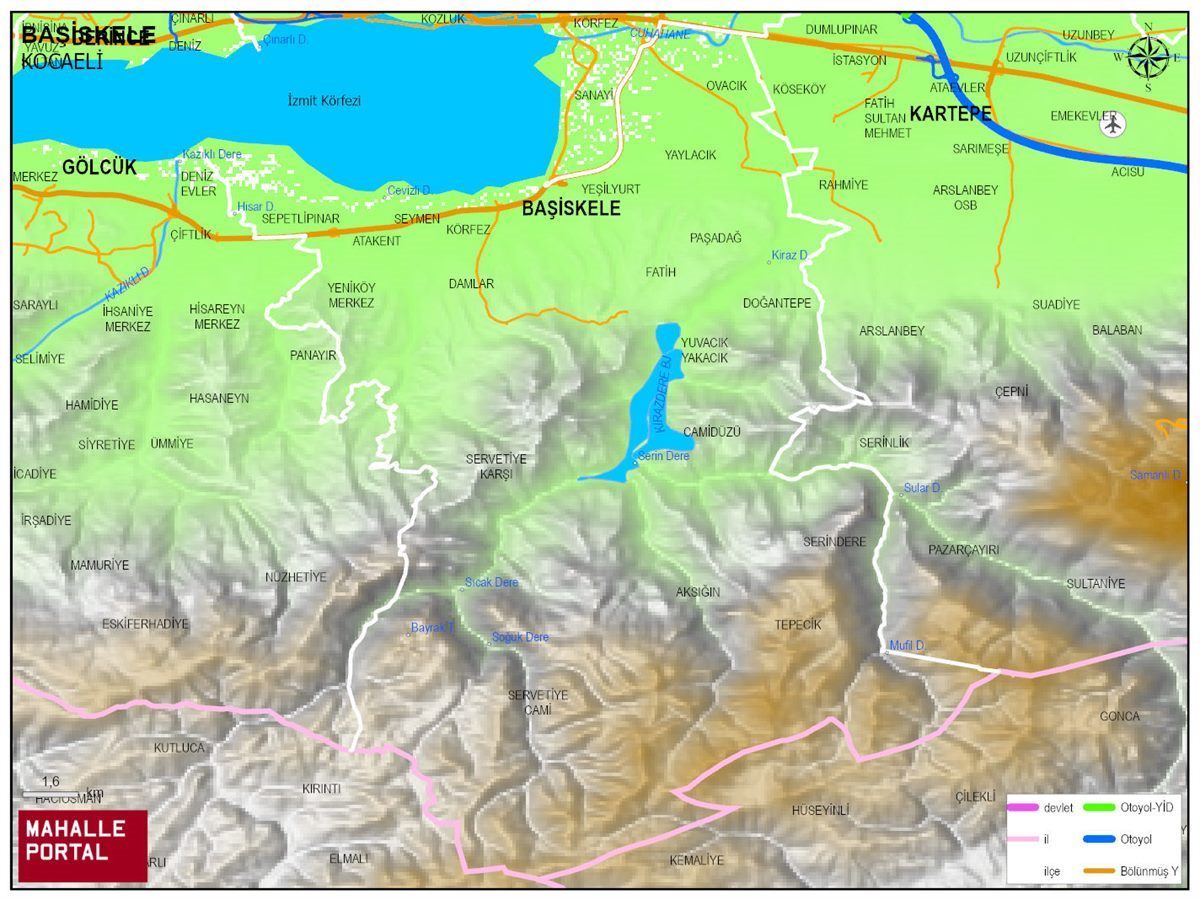 BAŞİSKELE Fiziki Haritası | Dağlar, Ovalar ve Akarsu Bilgileri