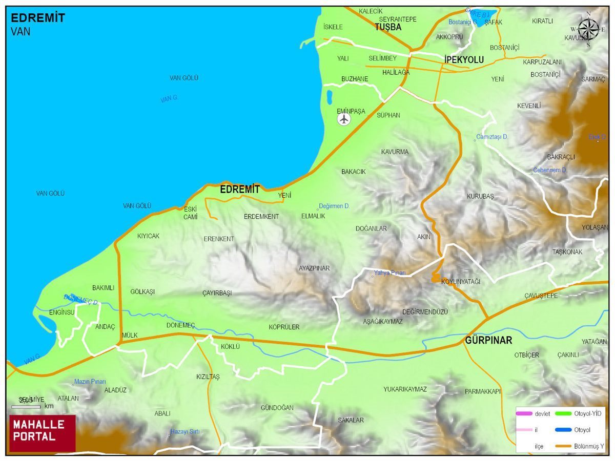 EDREMİT Fiziki Haritası | Dağlar, Ovalar ve Akarsu Bilgileri